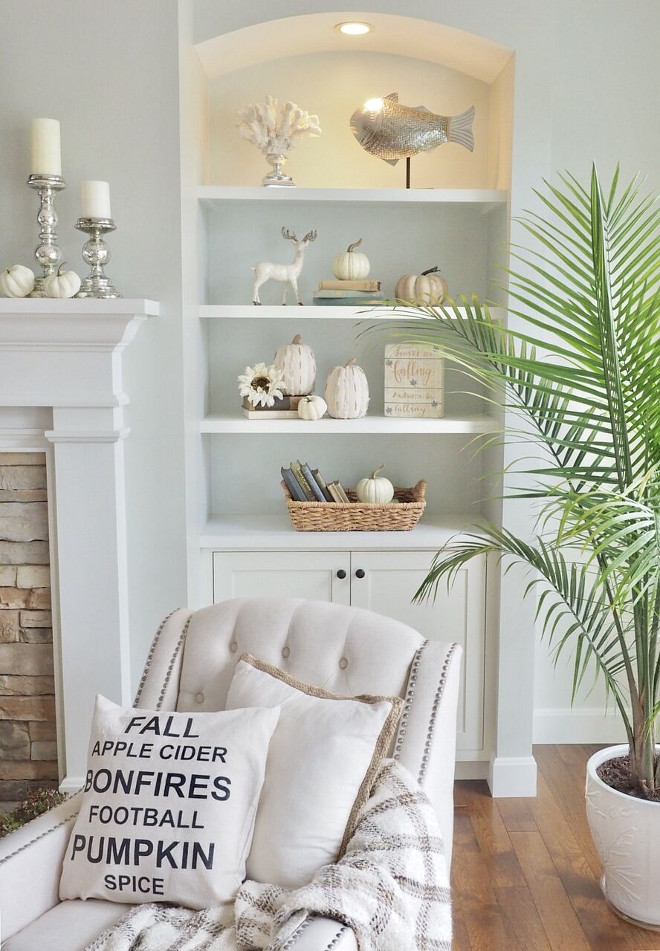 White Pumpkins add a Fall vibe to your bookshelves without being over-the-top. @WowILoveThat