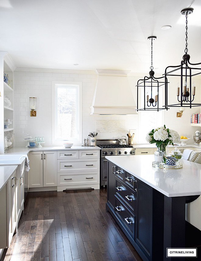 kitchen-black-island-ivory-cabinets-kitchen-black-island-ivory-cabinets-kitchen-black-island-ivory-cabinets-kitchen-black-island-ivory-cabinets #kitchen #blackisland #ivorycabinets Beautiful Homes of Instagram @citrineliving Home Bunch