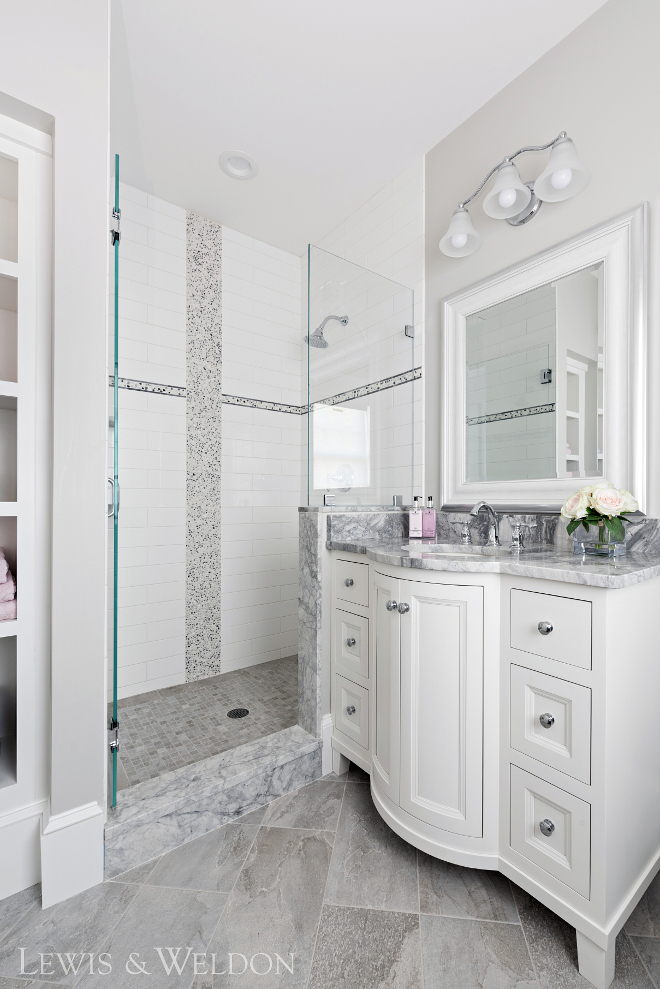 Bathroom cabinet countertop. Great stone countertop for bathrooms Super White Quartzite. Super White Quartzite. Super White Quartzite #SuperWhiteQuartzite #Quartzite #bathroomcountertop #Quartzitebathroomcountertop Lewis & Weldon Custom Kitchens