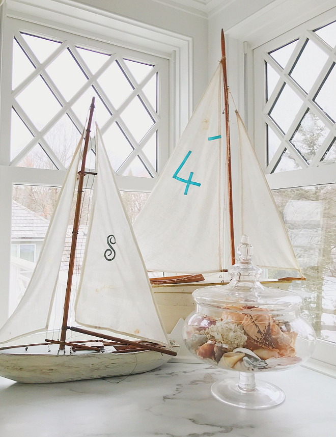 Coastal Decor. Coastal Decor Coastal Decor. I'm a serious sucker for vintage boats...My favorites are from Indigo Sea shop in LA and a Country Look In Antiques in excelsior. And sea shells. Always! Coastal Decor #CoastalDecor Beautiful Homes of Instagram @SweetShadyLane