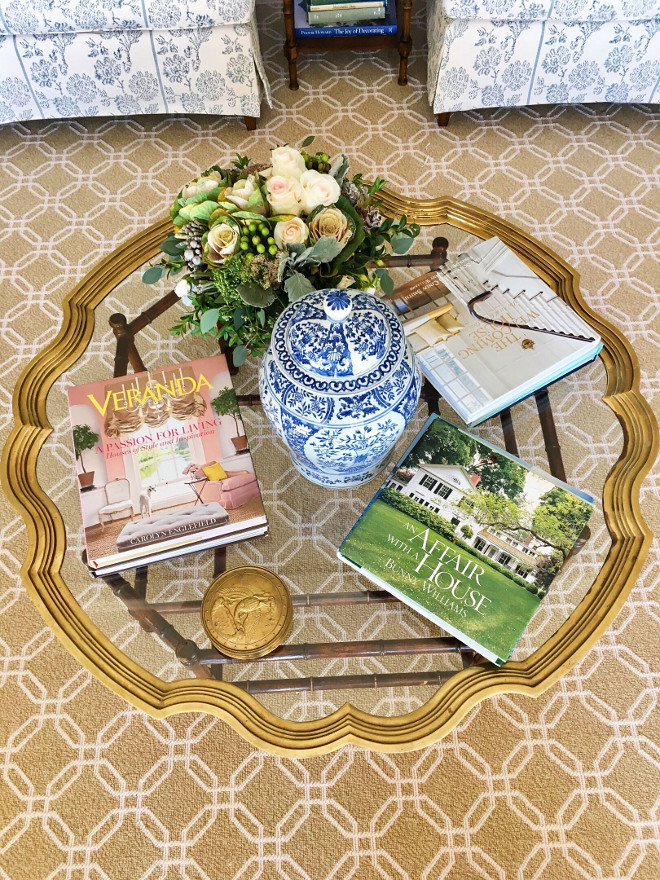 Coffee Table Decor. I adore design books and often look through them for inspiration. I'm amazed at how often I notice something I never saw before. Countless design inspiration just a reach away. #coffeetabledecor Beautiful Homes of Instagram @SweetShadyLane