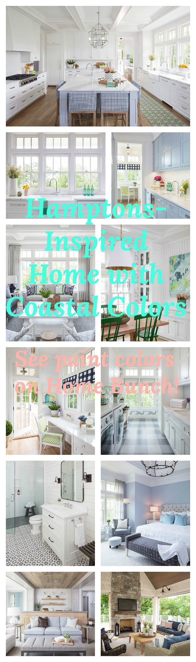 Hamptons-Inspired Home with Coastal Colors. See decor, lighting, furniture and paint color sources on Home Bunch. Hamptons-Inspired Home with Coastal Colors. Hamptons-Inspired Home with Coastal Colors. #HamptonsInspiredHome #CoastalColors Home Bunch