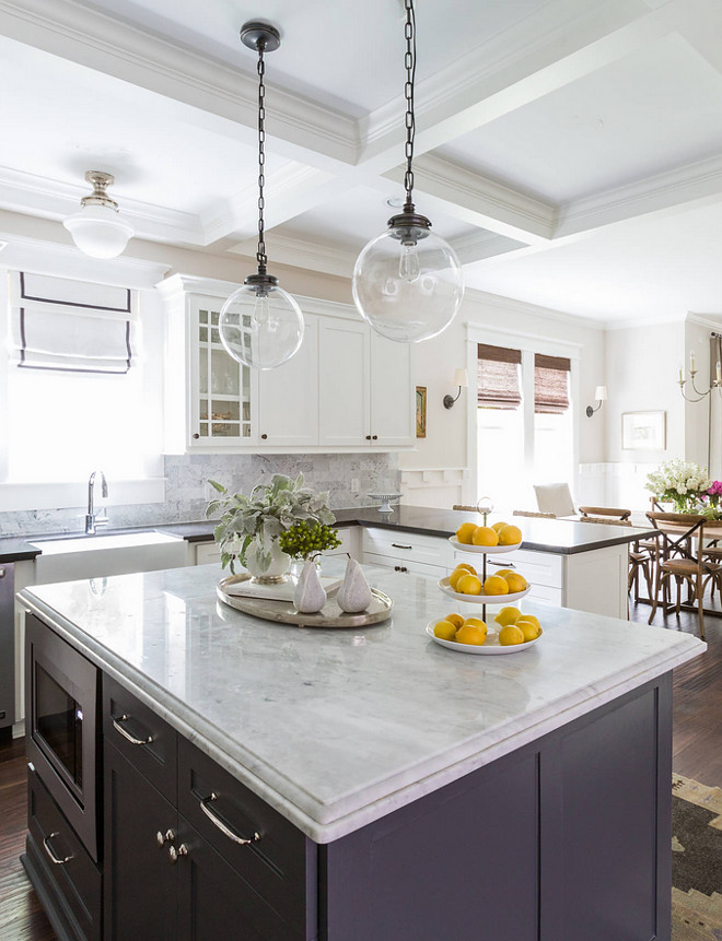 Island edge profile. Kitchen Island edge profile. The island countertop is Honed Carrara Marble with Ogee Edge. Island edge profile #Island #edgeprofile Marie Flanigan Interiors