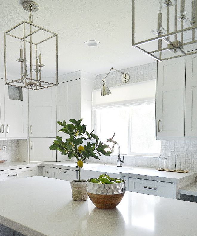 Kitchen Lighting. Kitchen Lighting. Polished Nickel Kitchen Lighting. Kitchen island lighting Kitchen window lighting #kitchen #lighting #kitchenlighting #kitchenislandlighting #kitchenwindowlighting Sita Montgomery Interiors