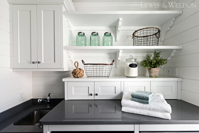 Laundry room countertop. Quartz Laundry room countertop. Laundry room countertop is quartz, Silestone, color is Steel #Silestone #quartz #Silestonesteel #laundryroom #countertop Lewis & Weldon Custom Kitchens