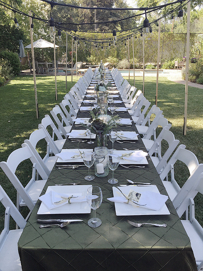 Outdoor entertaining Ideas. Outdoor entertaining Ideas. The long table in our backyard and lights are the perfect setting! Outdoor entertaining Ideas #Outdoorentertaining #OutdoorentertainingIdeas Beautiful Homes of Instagram @my100yearoldhome
