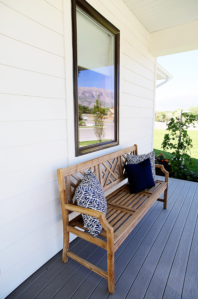 Porch Bench. Teak Porch Bench. Porch Bench Teack Porch Bench #PorchBench #Bench #teakBench Millhaven Homes. Caitlin Creer Interiors