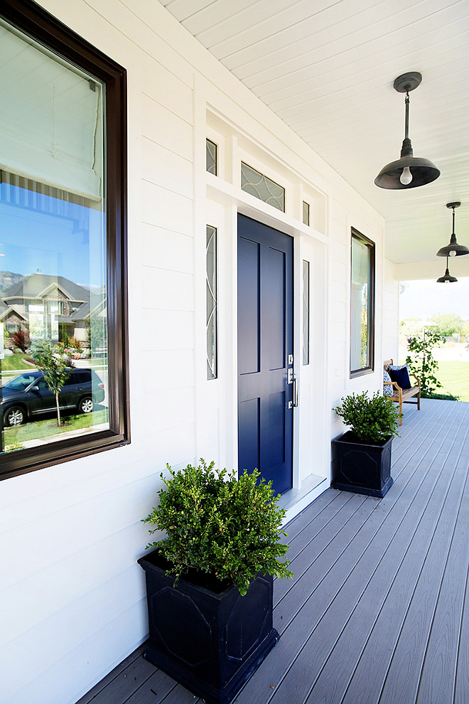 Porch Lighting. Porch lighting is Restoration Hardware Vintage Barn Pendant in Weathered Zinc. Millhaven Homes. Caitlin Creer Interiors