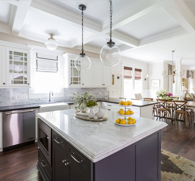 Sherwin Williams Iron Ore. Dark grey Kitchen island paint color Sherwin Williams Iron Ore.. Sherwin Williams Iron Ore works great with white cabinets. Sherwin Williams Iron Ore #SherwinWilliamsIronOre Marie Flanigan Interiors