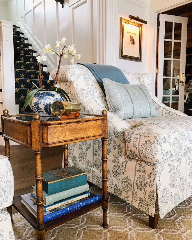 Side Table decor. Close up of my One King's Lane antique table. I love it's size and charm and it's perfect between the two A. Rudin chairs. Side table decor #sidetabledecor Beautiful Homes of Instagram @SweetShadyLane