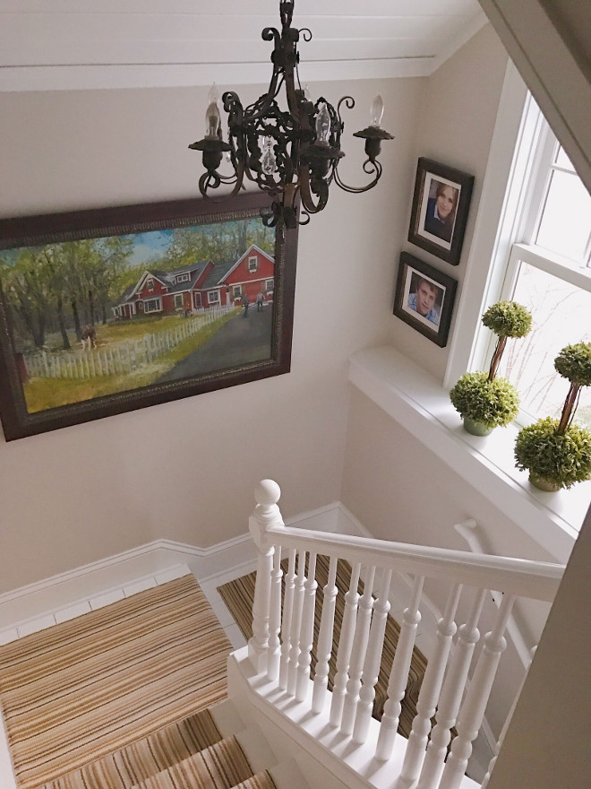 Staircase runner. Staircase painted floors and casual runner by Dash and Albert. #Staircaserunner #staircase #runner #paintedstaircase Beautiful Homes of Instagram @SweetShadyLane