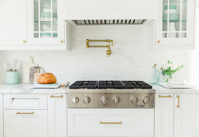 White kitchen with white marble countertop and white marble subway tile backsplash. White kitchen with white marble countertop and white marble subway tile backsplash. White kitchen with white marble countertop and white marble subway tile backsplash #Whitekitchen #whitemarble #countertop #marblesubwaytile #backsplash Simply Beautiful Eating