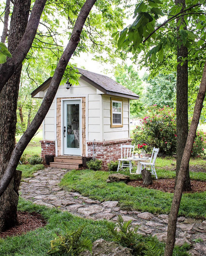 Garden Shed. This 80 sq ft garden shed was converted into a home office/craft room. See more on Home Bunch. Home Bunch Beautiful Homes of Instagram @cottonstem