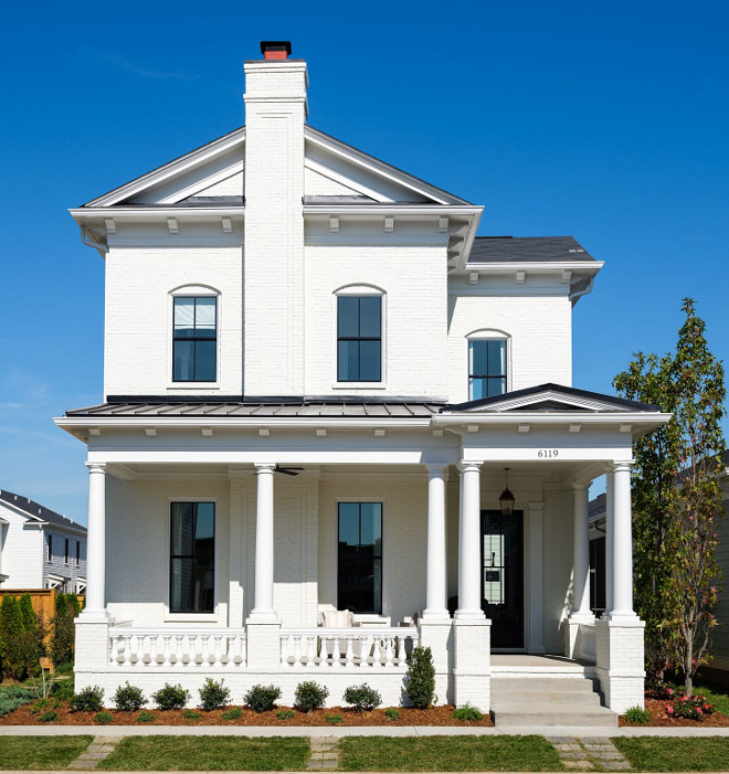 Benjamin Moore OC-45 Swiss Coffee. White Brick Exterior Paint Color. Benjamin Moore OC-45 Swiss Coffee is a great white to paint exterior brick #BenjaminMooreOC45SwissCoffee Ramage Company