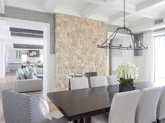 Dining room stone fireplace Dining room stone fireplace, The kitchen and family room opens to a dining room with two-sided stone fireplace, Dining room stone fireplace Dining room stone fireplace #Diningroom #stonefireplace