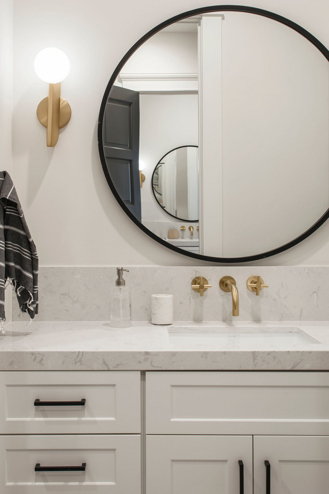 Farmhouse Bathroom with black metal and gold finishes. New modern farmhouse trends. Farmhouse Bathroom with black metal and gold finishes. New modern farmhouse trends. Farmhouse Bathroom with black metal and gold finishes. New Farmhouse Trend: Mix black metal with gold. New modern farmhouse trends. Farmhouse Bathroom with black metal and gold finishes. New modern farmhouse trends. Farmhouse Bathroom with black metal and gold finishes. New modern farmhouse trends. #FarmhouseBathroom #blackmetal #gold #finishes #blackandgold #modernfarmhousetrends #newtrends A Finer Touch Construction