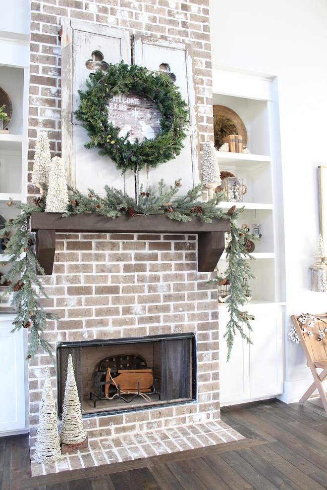 Farmhouse Brick Fireplace Christmas Decorating Ideas