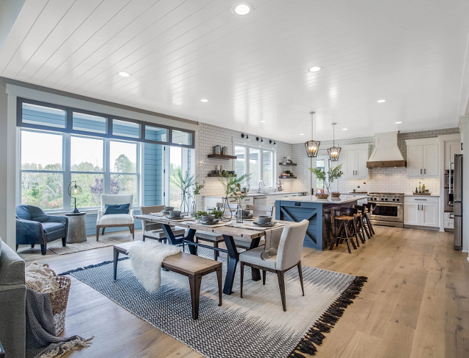 Farmhouse Kitchen Dining Area, I love this open layout, Notice the sitting room with shiplap,Farmhouse Kitchen Dining Area Farmhouse Kitchen Dining Area Farmhouse Kitchen Dining Area Farmhouse Kitchen Dining Area #Farmhouse #Kitchen #DiningArea