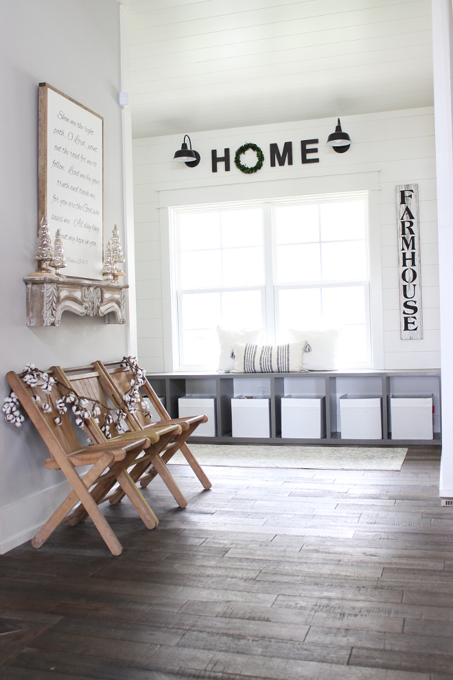 Farmhouse Mudroom with hardwood flooring and shiplap paneling Farmhouse Mudroom with hardwood flooring and shiplap paneling Farmhouse Mudroom with hardwood flooring and shiplap paneling Farmhouse Mudroom with hardwood flooring and shiplap paneling #FarmhouseMudroom #mudroom #hardwoodflooring #shiplap #paneling