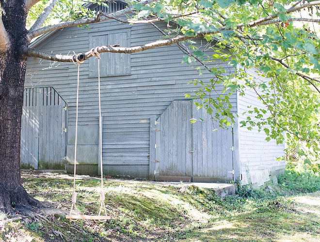 Grey Barn with tree swing Blue Grey Barn with tree swing