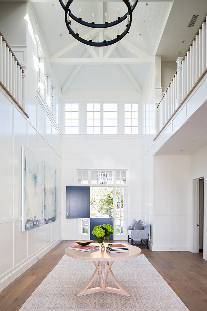 High ceiling foyer with Cathedral ceiling with exposed trusses and Dutch-door High ceiling foyer with Cathedral ceiling with exposed trusses and Dutch-door #Highceiling #foyer #Cathedralceiling #exposedtrusses #trusses #Dutchdoor