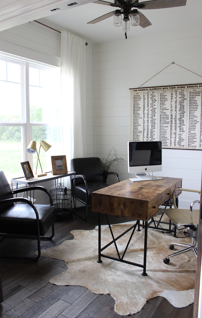 Industrial Farmhouse home office with shiplap masculine home office with shiplap paneling #homeoffice #masculinehomeoffice #industrialfarmhouse #shiplap Beautiful Homes of Instagram Home Bunch