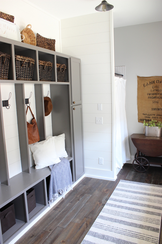 Mudroom with shower This mudroom has an extra shower for muddy boots, children, and or dogs #mudroom #mudroomshower Beautiful Homes of Instagram Home Bunch @crateandcottage