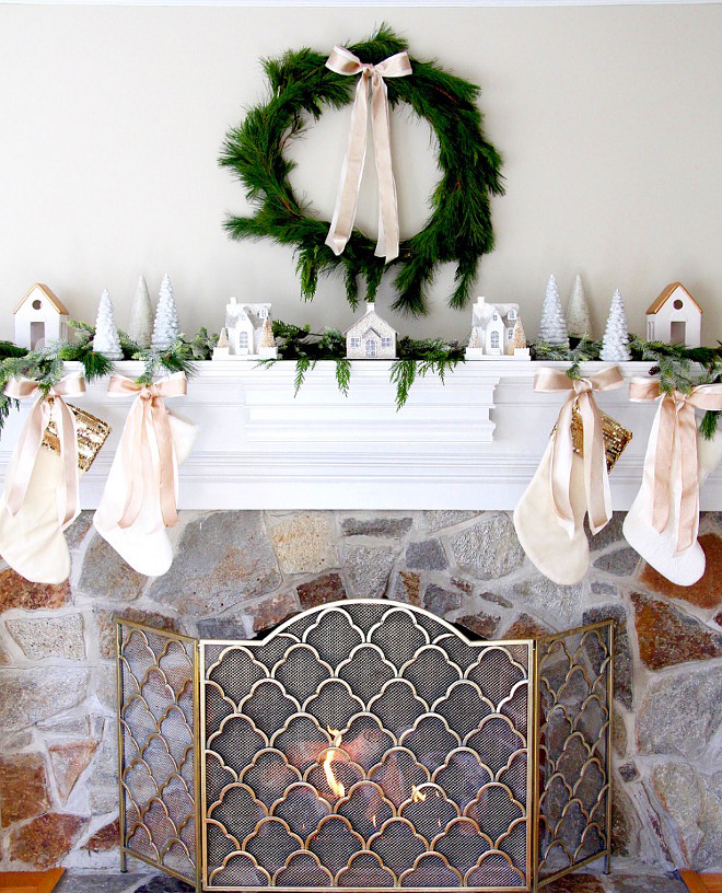 Natural Wreath and Garland Mantel Ideas Christmas Natural Wreath and Garland Mantel Ideas