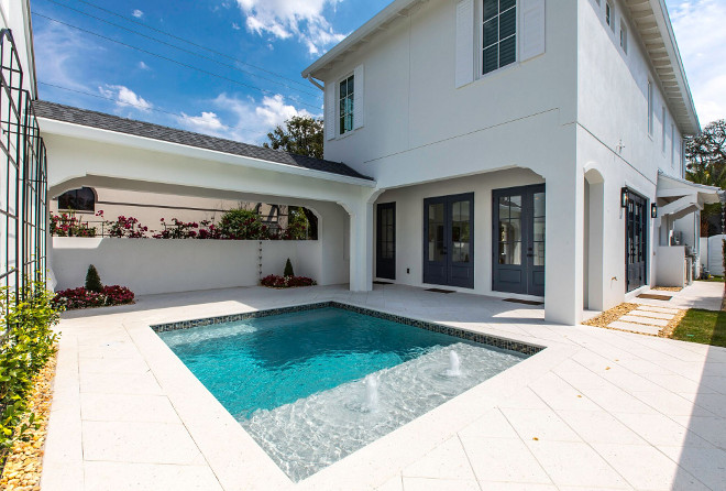 Small Backyard Pool and covered patio Great usage of space