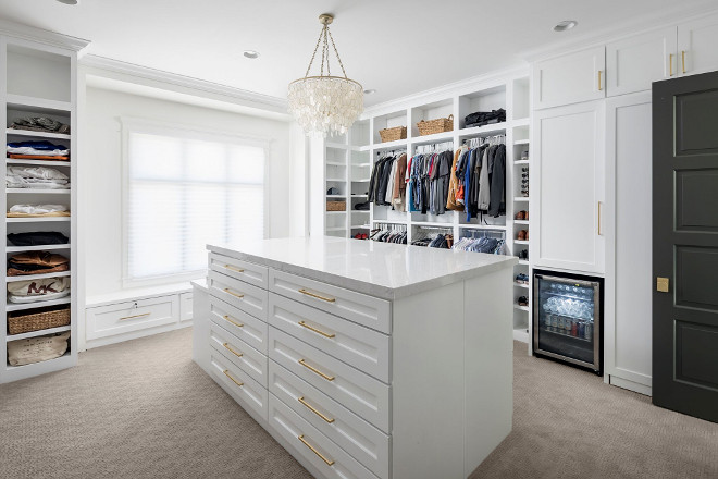 Walk in closet paint color SW7757 High Reflective White. White walk-in closet paint color SW7757 High Reflective White #walkincloset #paintcolor #SW7757HighReflectiveWhite A Finer Touch Construction