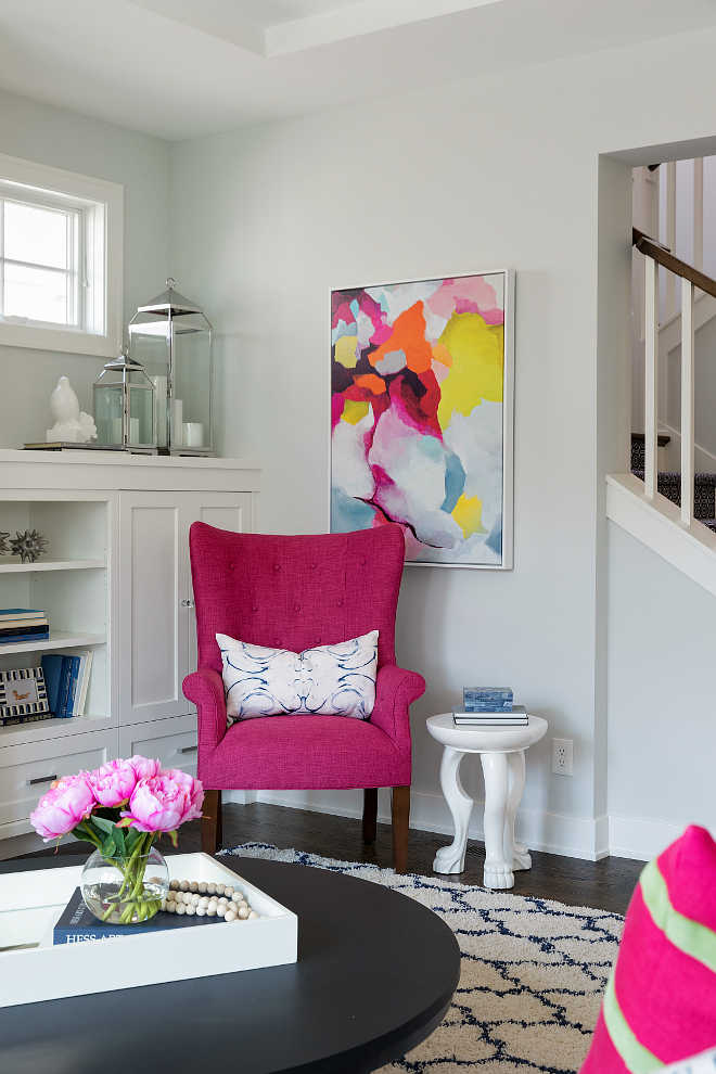 Magenta Chair Magenta Accent Chair Magenta Chair against a light grey wall