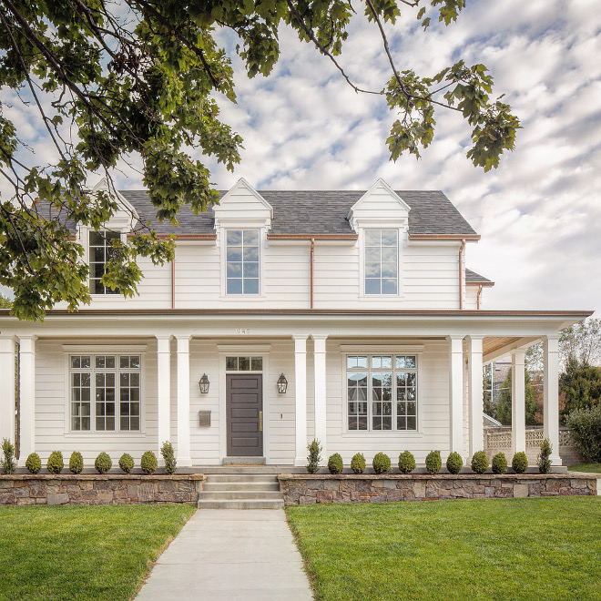 Modern Farmhouse with Copper Gutters Modern Farmhouse with Copper Gutters and front porch #ModernFarmhouse #CopperGutters #frontporch