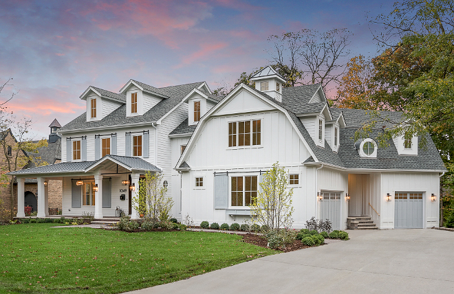 White exterior home with grey shutters and grey garage doors White exterior home with grey shutters and grey garage doors #Whiteexterior #whitehome #whiteexteriors #greyshutters #greygaragedoors Home Bunch