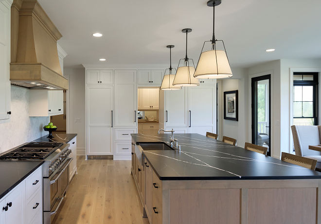 White kitchen with White Oak Island and White Oak Hood White kitchen with White Oak Island and White Oak Hood Ideas #Whitekitchen #WhiteOakIsland #WhiteOakHood