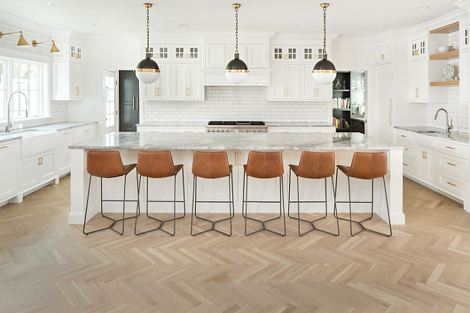 White kitchen with herringbone hardwood flooring White kitchen with herringbone hardwood flooring White kitchen with herringbone hardwood flooring #Whitekitchen #kitchenherringbonehardwoodflooring #herringbonehardwoodflooring