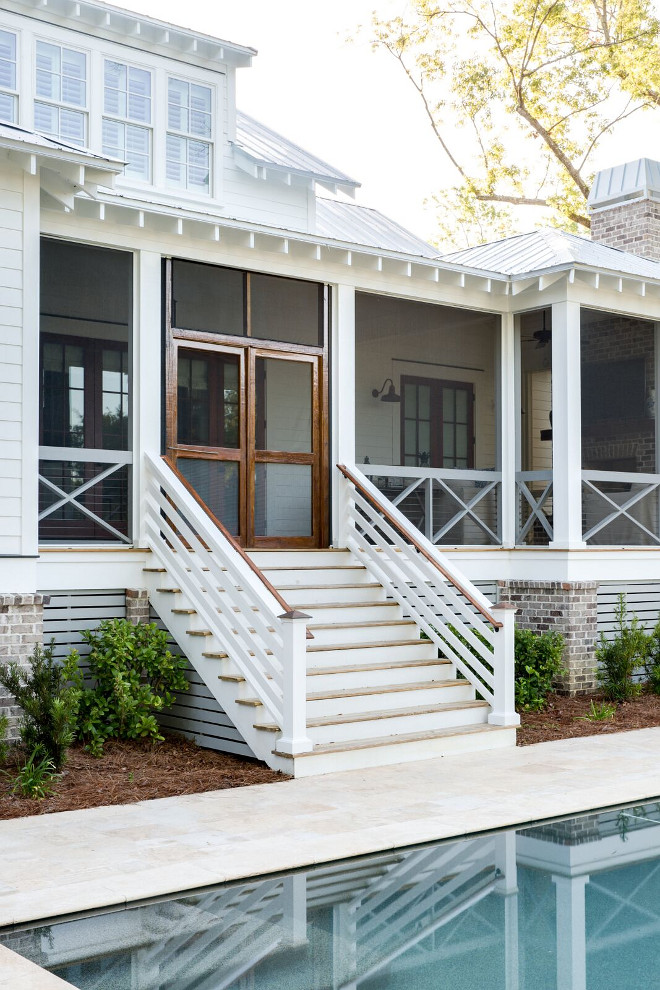 Back Porch with Tin roof, rafter tails and custom rail design