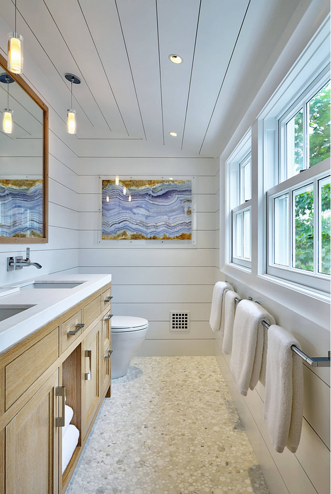 Floor to ceiling Bathroom Shiplap Coastal Farmhouse Bathroom with floor to ceiling shiplap Floor to ceiling Bathroom Shiplap