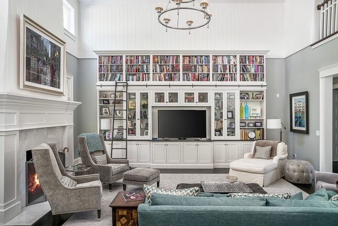 This stunning great room is the heart of the house I love how grand yet welcoming this space feels Anyone would feel comfortable and relaxed in this room