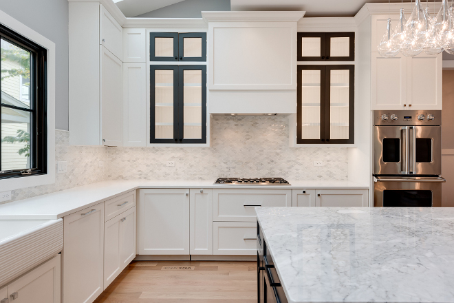 Kitchen Cabinet Maple painted White Dove by Benjamin Moore