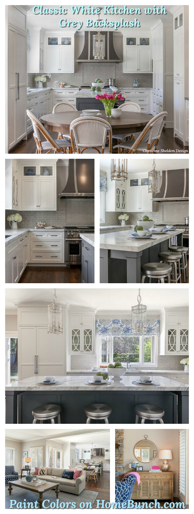 Classic White Kitchen with Grey Backsplash