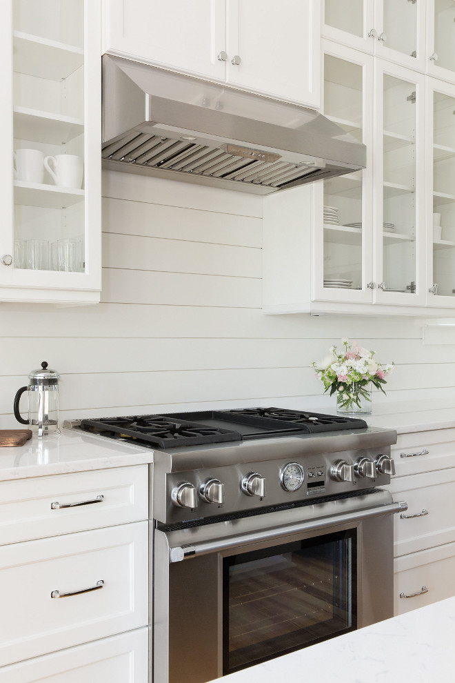 Pure White by Shwerin Williams Kitchen Shiplap Backaplash Paint Color