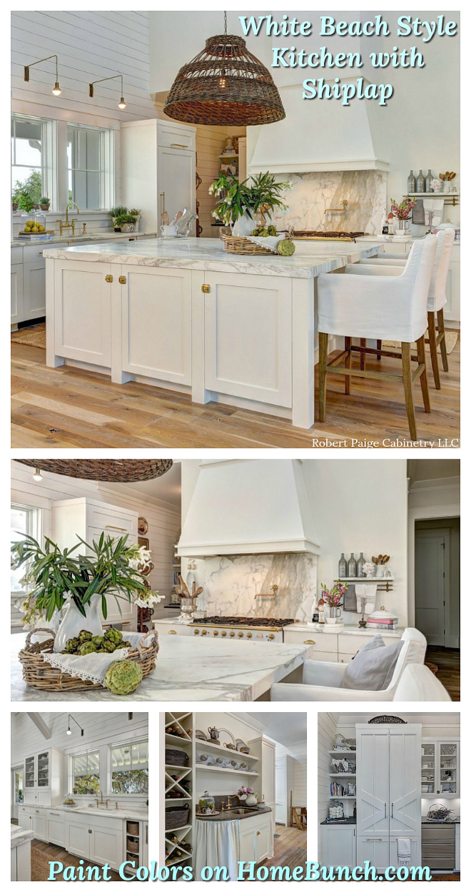 White Beach House Kitchen with shiplap