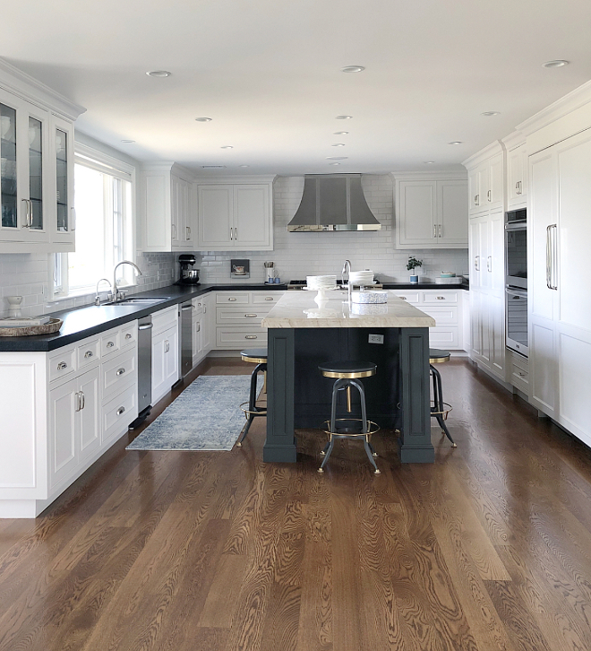 White kitchen with charcoal grey island White kitchen with charcoal grey island