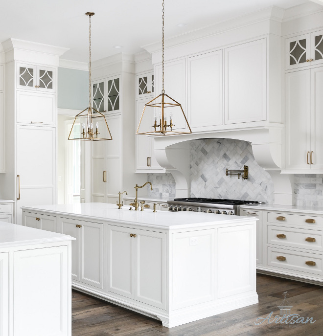 herringbone Marble Subway Tile Backplash Kitchen herringbone Marble Subway Tile Backplash Kitchen features Marble Subway tile in a herringbone pattern above range