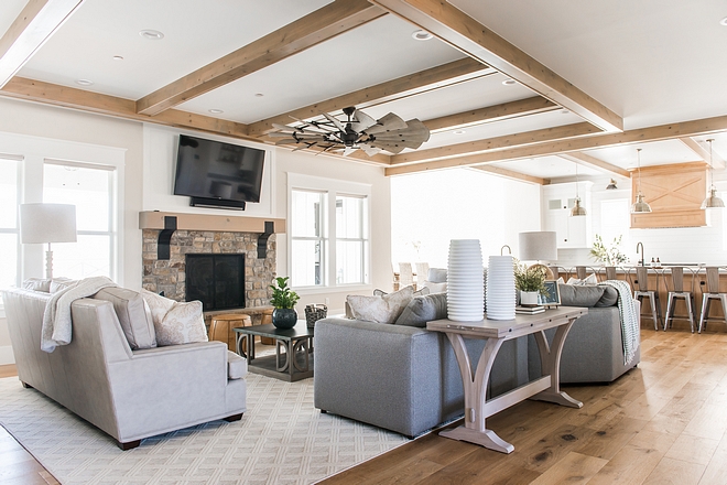 Family room white oak ceiling beam design ideas Family room white oak ceiling beam design Family room white oak ceiling beams