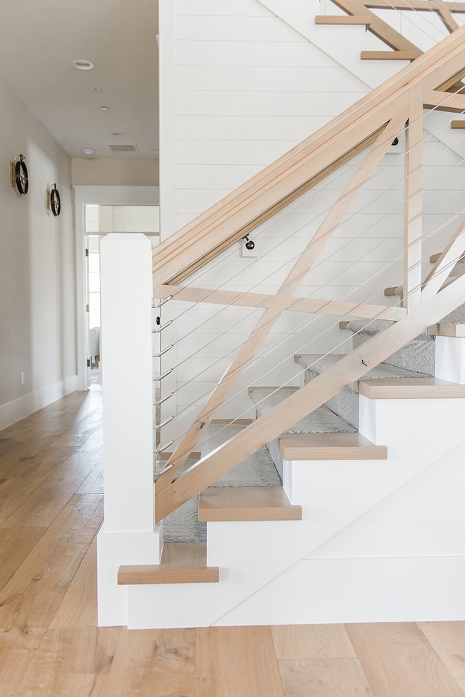 Farmhouse staircase with cable and crossed x railing White Oak Farmhouse staircase with cable and crossed x railing Farmhouse staircase with cable and crossed x railing Farmhouse staircase with cable and crossed x railing