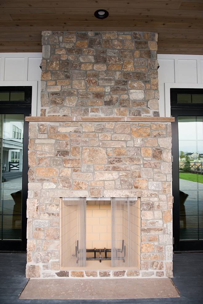 Outdoor Fireplace Stone Outdoor Fireplace Stone – Revelstoke – Standard joint – antique white mortar