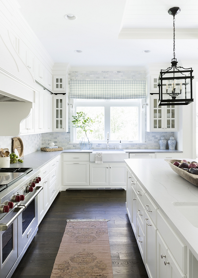 Kitchen runner Blush pink runner I love white kitchens with blush pink runners #kitchen #runner #blushpink