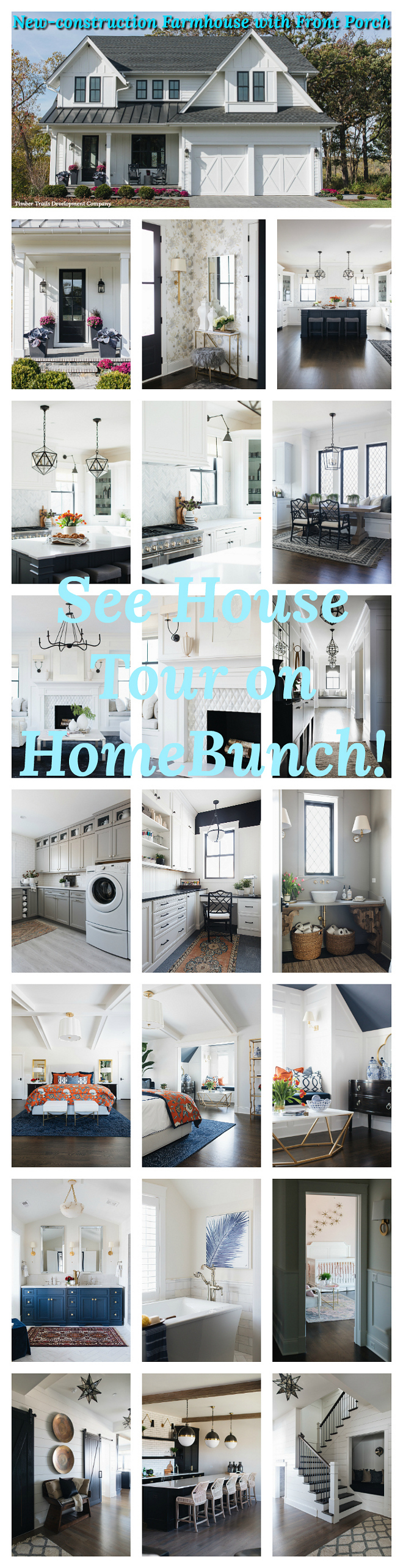 New-construction Farmhouse with Front Porch see house tour on Home Bunch