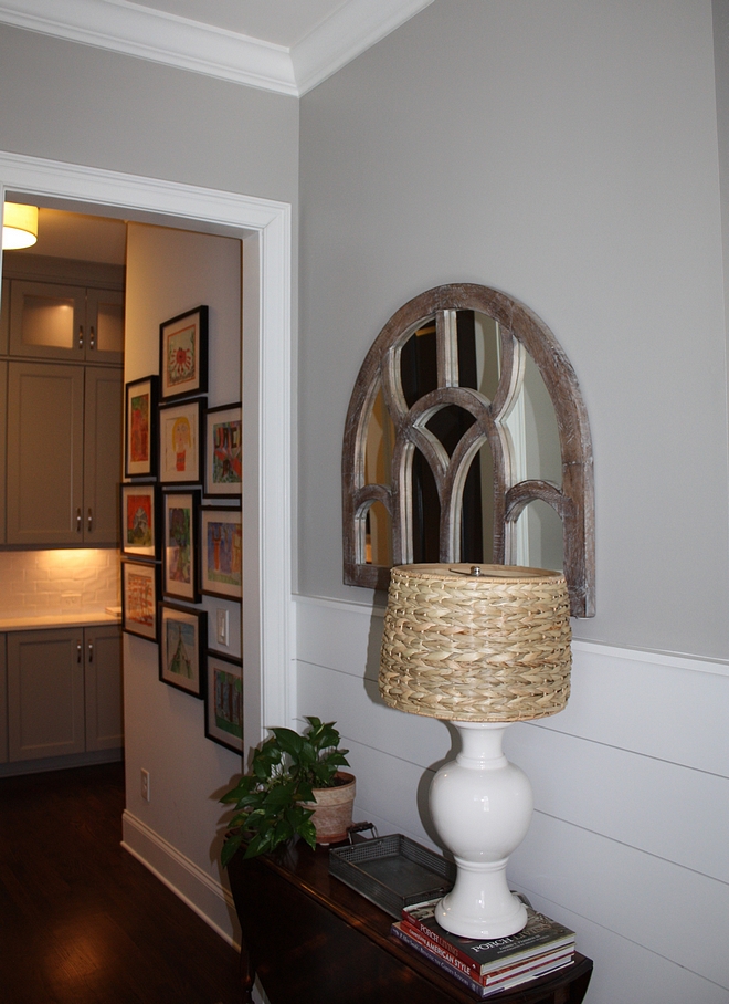 Agreeable Gray by Sherwin Williams Half wall shiplap and grey walls painted in Agreeable Gray by Sherwin Williams